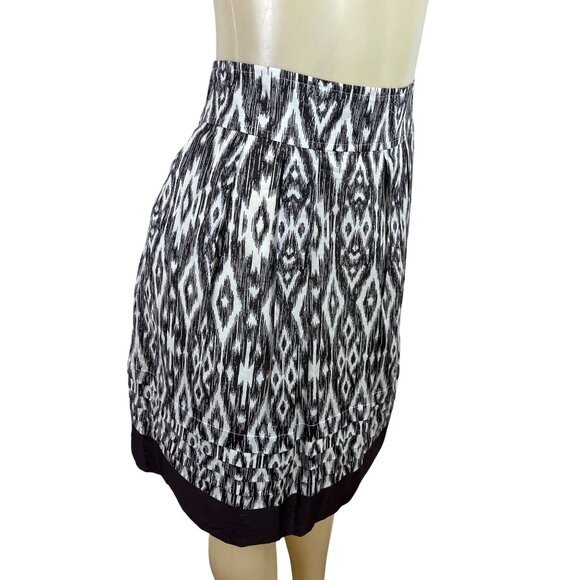 Ann Taylor Womens Brown & White Ikat Patterned Cotton Skirt Size 2 - New - Picture 2 of 9